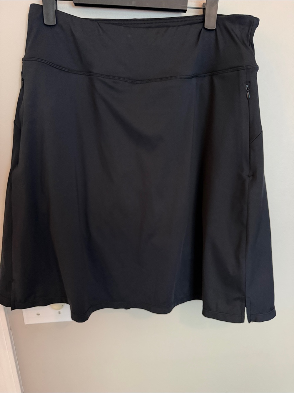 Black A-Line Active Skirt with Side Zip Pocket